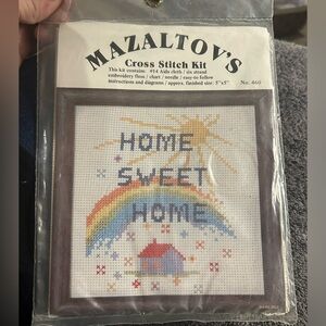 50%off w like Mazaltov's Cross Stitch Kit #460 Home Sweet Home Vintage 5”x5”